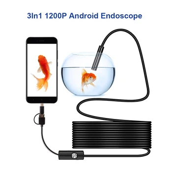 Android 8MM Micro USB Type-c USB 3in1 Datoru Endoskopu IP68 1200P Borescope Caurules Ūdensizturīgs USB Pārbaudes Mini Video Kameras