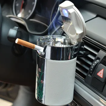 CHIZIYO Portatīvās LED Gaismas pelnu trauku Universālā Cigarešu Cilindra Turētājs Oglekļa Šķiedras Auto pelnu trauku
