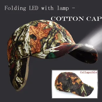 WoSport karstā Cepuri Ar Lightflashlight viegls kokvilnas akumulatora vāciņu Camo vilnas cepurīte Velosipēdu nakts zvejas velosipēdu saglabāt siltu