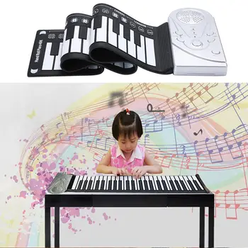 Portatīvo 49 Atslēgas Ciparu Tastatūru, Klavieres Portatīvo Elastīgu Silikona Elektronisko Roll Up Piano Bērniem, Rotaļlietas, Iebūvēts Skaļrunis