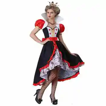 Pieaugusi sieviete koķets Karaliene sirdis alice in wonderland stāstu krājums un pasaka cosplay karnevāls drēbes Halloween kostīms