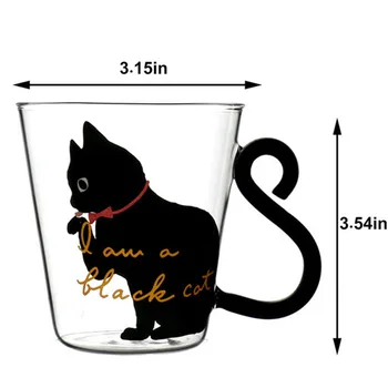 Jing yi 8.5 oz Gudrs Creative Cat Piena Kafijas Krūze Ūdens Stikla Krūze Tasi Tējas Kauss Cartoon Kitty Mājas Biroja Kausa Augļu Sulas