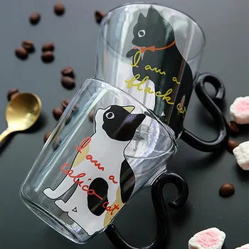 Jing yi 8.5 oz Gudrs Creative Cat Piena Kafijas Krūze Ūdens Stikla Krūze Tasi Tējas Kauss Cartoon Kitty Mājas Biroja Kausa Augļu Sulas