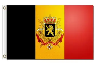 Beļģijas valsts karogs ar ģerboni drukāšanas 3x5ft banner karogu