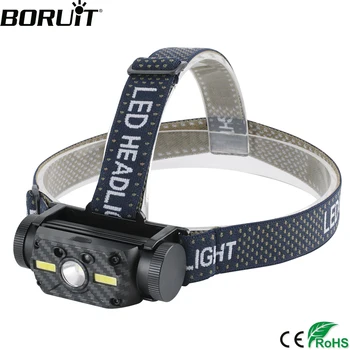BORUiT B34 Ķermeņa Kustības Sensors XM-L2+2*COB LED Lukturis 21700/18650 Lukturu USB Lādējams Galvas Lukturis Kempings Medības
