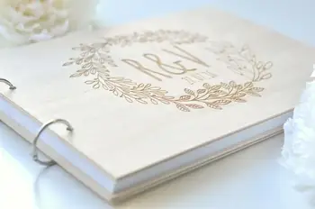 Personalizētu GuestBook vainags, dārza kāzu Iegravēts Koka Viesu Grāmatu, ziedu kāzu dekori