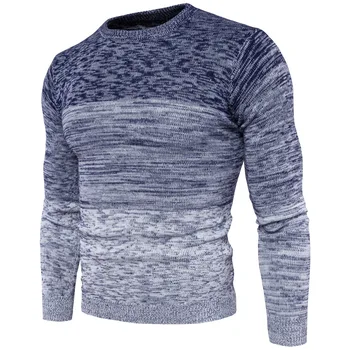 2019. gada Rudenī vīriešu modes tendence kokvilnas apaļu kakla slīpuma svītru izšūšanas džemperis J841