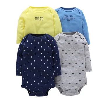 4 Gabali/Daudz Bodysuits 2019. Gada Pavasara Rudens Baby Girl Kokvilnas Drēbes ar garām Piedurknēm drukāts Bodysuit Bērnu Jumpsuit Puiku Drēbes
