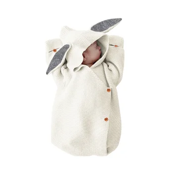 Jaundzimušo Bērnu, Segas Adītas Bērnu Ietilpst Trušu Auss Swaddling Baby Wrap Fotogrāfija Zaķis Stila Swaddle Wrap