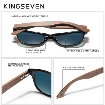 KINGSEVEN 2019 Black Walnut Saulesbrilles Koka Polarizētās Saulesbrilles, Vīriešu UV Aizsardzības Brilles Ar Koka Kaste Oculos de sol