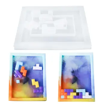 Krievijas Tetris Silikona Veidnes DIY Handcraft Sveķu Lējuma Veidnes, Mājas Dekoru Spēle spēlēt UV Epoksīda Sveķiem, Renes Kalniņi Pelējuma Komplekts