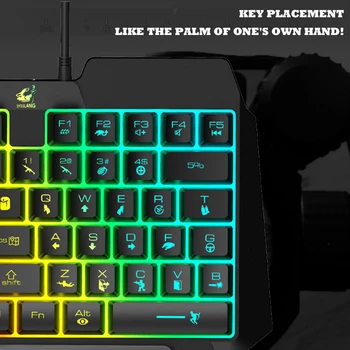 Professinal Spēļu Vadu Tastatūru Vienu Roku RGB Tastatūra ar Aizmugurgaismojumu Mehāniskās PC Dators Klēpjdators Tastatūra PUBG Spēle