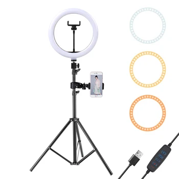 Lightdow 26cm 3 Krāsu Aptumšojami LED Studio Kameras Gredzens Gaismas Tālruņa Video Gaismas Lampa Ar Statīvu Tālruņa Turētājs Tabulu Aizpildīt Gaismas