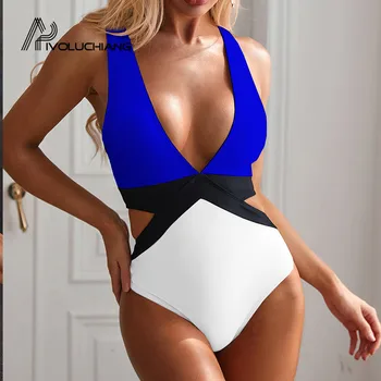 Viens Gabals Peldkostīms Sexy Raibs Peldēšanas Tērps Sievietēm Dobi No Backless Beach Peldkostīms Polsterēta Brazīlijas Monokinis 2020