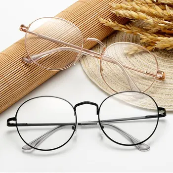 Modes Vintage Retro Metāla Rāmis Notīrīt Lēcu Brilles Kārta Caurspīdīga Eyeglassses Optisko Rāmis Sievietēm, Vīriešiem Viltus Tuvredzība Brilles