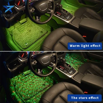 Auto interjera krāsains apkārtējās gaismas, Auto grīdas, LED gaismas, Bezvadu tālvadības pults lampa Zvaigžņu gaismu Automašīnas grīdas atmosfēru lampas