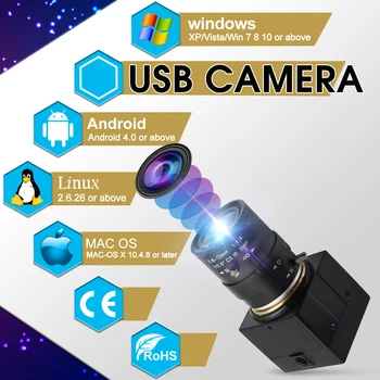 2MP Full HD Webcam CMOS OV2710 lielu ātrumu 30 kadri / s/60fps/120fps Melnā un Baltā Melnbaltās 2.8-12mm Varifocal objektīvs Usb Kameras UVC