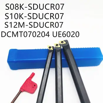 3 gabali S08K-SDUCR07 S10K-SDUCR07 S12M-SDUCR07 95 grādu spirāli pagrieziena rīks garlaicīgi bārs + 10 gabali DCMT070204 virpas instrumentu