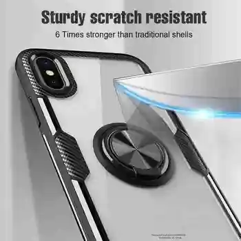 2019 Ultra Plānas 4 1 Premium Nanotech Ietekmes Gadījumā Skaidrs, Silikona Auto Statīva Turētājs Lietā Par iPhone Tālruņa Pirksta Gredzenu Turētājs