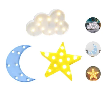 Jauns mēness pentagramma balts mākonis LED galda lampa nakts gaisma, zēna telpu dekorēšana nakts gaisma apdare