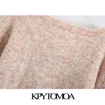 KPYTOMOA Sieviešu 2020. Gadam, Modes Teksturētu Aust Zaudēt Apgriezts Trikotāžas Jaka Vintage Džemperis ar garām Piedurknēm, Sieviešu Virsdrēbes Šiks Topi