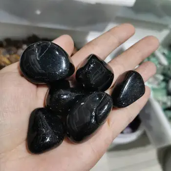 20-30mm Dabas Black obsidian Skalotas akmens pulēta minerālu kristālu akmeņi