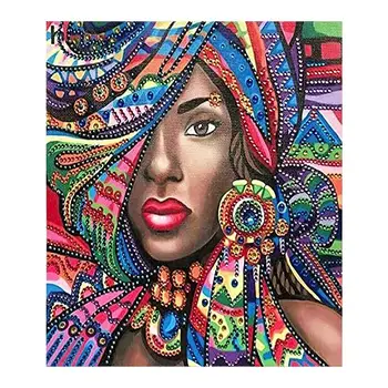 Āfrikas Sievieti Krāsas Apģērbu Dimanta Glezniecības Portreta Kārtu Pilnīgu Urbt Nouveaute DIY Mozaīkas Izšuvumi 5D Cross Stitch