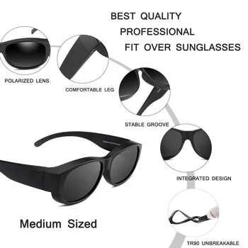 POLARSNOW Zīmola Ovālas formas Saulesbrilles Polarizētās Brilles, kas Atbilstu Vairāk nekā Recepšu Brilles UV400 Toņos, kas Aptver Tuvredzība, Optisko Briļļu