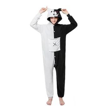 Kokvilnas Pieaugušo Karikatūra Dzīvnieku Anime monokuma Danganronpa Jumpsuits pidžamu Jauki Cosplay Kostīmu Cienītājiem Mājās Sleepwear.