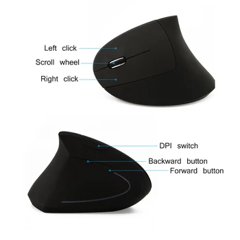 Ergonomisks Vertikālās Peles Bezvadu Kreiso Roku, Datoru Spēļu 5D USB Optiskā Ar peles paliktnis, Lai Portatīvo DATORU