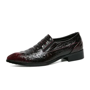 Krokodils kurpes luksusa itāļu zīmola ādas kurpes vīriešu klasiskās norādīja toe kurpes vīriešiem coiffeur chaussure homme palielina apavu