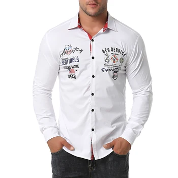 Pavasara Rudens Drukāt Krekls Vīriešiem Cēloņsakarību Ar Garām Piedurknēm Blūze Elpojošs Camisas Hombre Streetwear Korejas Apģērbs Vīriešu Lielgabarīta Krekls