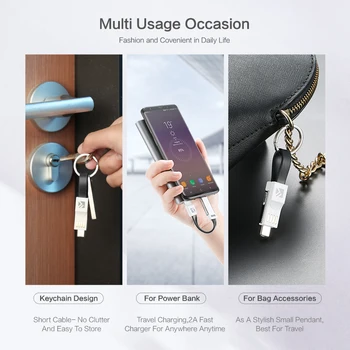 FLOVEME 3 in 1 Keychain, Mini USB Kabeļa Mikro USB Type C iPhone iPod Ātru Lādētāju, Datu Sinhronizācijas, Uzlādes Kabelis Cabo Vadu Cabel