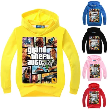 DLF 2-16Y Jaunu Modes Top Grand Theft Auto, T Kreklu Gta 5 Spēles Hoodies Bērniem pelēkā vārna Bērniem Zēnu sporta Krekli Unisex Džemperis Mēteļi