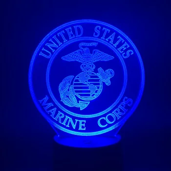 Led Nakts Gaisma asv Jūras Spēki USMC Logo Office Home Dekoratīvie Dāvanu Pieaugušo Karavīrs Guļamistaba Nightlight Lampas, 3d
