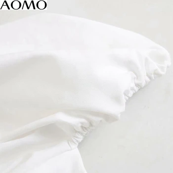 AOMO modes sievietes vasaras kleita baltā puse kleita puff īsām piedurknēm backless rāvējslēdzēju sieviešu mini kleitas vestidos 4M152A