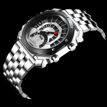 Vīriešu pulksteņi top zīmola luksusa kvarca pulksteņi, Kompass, ūdensizturīgs, Oriģināls dizains, patentēta nerūsējoša tērauda vīriešu pulkstenis KM1212