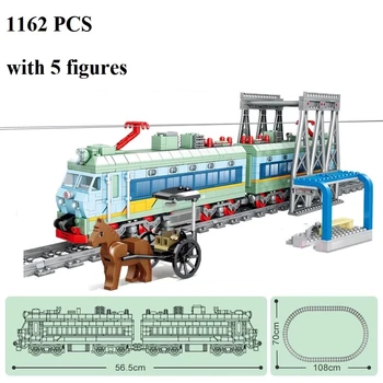 Radošā Tvaika Elektriskā Dzelzceļa Vilcienu Modeli, Celtniecības Bloki, ar Gaismu, Skaņu Ierakstu Saimniecības Ķieģeļi Uzstādīt Izglītības Rotaļlieta Bērniem Dāvanu