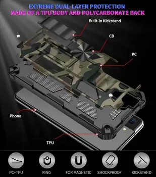 Militārās Maskēšanās Bruņas Triecienizturīgs Case For Samsung Galaxy S21, Ņemiet vērā, 20 Ultra S20 FE 5G Luksusa Segtu Automašīnas Turētājs Magnētisko Gadījumā