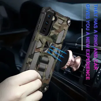 Militārās Maskēšanās Bruņas Triecienizturīgs Case For Samsung Galaxy S21, Ņemiet vērā, 20 Ultra S20 FE 5G Luksusa Segtu Automašīnas Turētājs Magnētisko Gadījumā