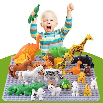 Liela Izmēra Dzīvnieku Sērijas Modelis Skaitļi Celtniecības Bloki Dzīvniekiem Izglītības Rotaļlietas Bērniem, Bērnu Saderīgu Duploed Bērniem Dāvanas