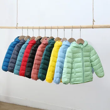 Bērnu kokvilnas polsterēta jaka jaunas ziemas apģērbi zēniem un Meitenēm Kapuci, silta dūnu jaka bērnu krāsains spilgti sejas dūnu jaka