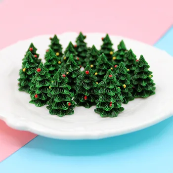 20Pcs 3D Miniatūras Ziemsvētki Koks Pasaku Dārza Piederumi DIY Terārija Figūriņas Dekoratīvi Ziemassvētku Rotājumi Piegādes 18*27mm