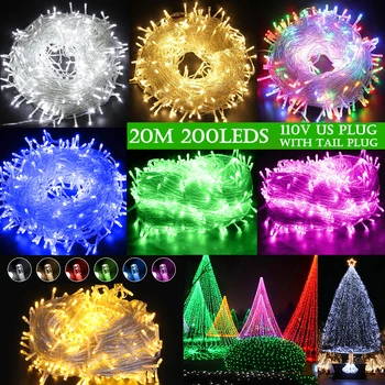 Āra Ūdensizturīgs LED Pasaku Stīgu Gaismas 20M 200LEDS Ziemassvētki Kāzu svinības, Svētku Vainags String Lampa ar Asti Kontaktdakšu D35