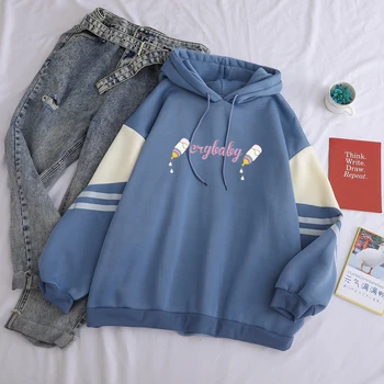 Kawaii Vēstuli Cry Baby Drukāšanas Smieklīgi Barošanas Pudele Sporta Krekls Sievietēm Ar Augstu Vilnas Gadījuma Harajuku Kokvilnas Hit Krāsu Sportwear