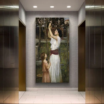 Citon William Waterhouse《Vākšana mandeļu ziediem》Audekls, eļļas glezna Pasaulē Slavenā Mākslas darba Attēls, Sienas Dekori Mājas Apdare
