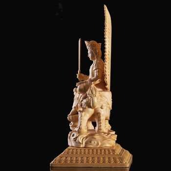 22 CM Budas Statuja Cipreses Koka Griešanai Apdare, masīvkoka Amatniecības Skulptūru Mājas Manjusri Gudrie, Bodhisatva Mājas Dekoru