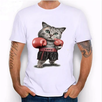 Super NR. 1 pugilism stilu vasaras vīriešu īsām piedurknēm kaķis bokseris T-Krekls jaunums gadījuma vīriešu Tops Harajuku hipster zēns Tees