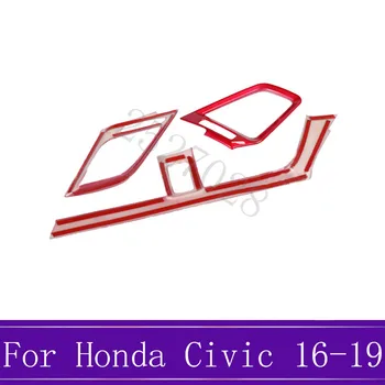 3Pcs Sarkana ABS Automašīnas salona Paneli, Gaisa Ventilācijas Vāciņš Melns Rāmis Auto Iekšējās Piederumi der Honda Civic 10. 2016-2018 2019