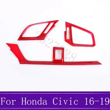 3Pcs Sarkana ABS Automašīnas salona Paneli, Gaisa Ventilācijas Vāciņš Melns Rāmis Auto Iekšējās Piederumi der Honda Civic 10. 2016-2018 2019